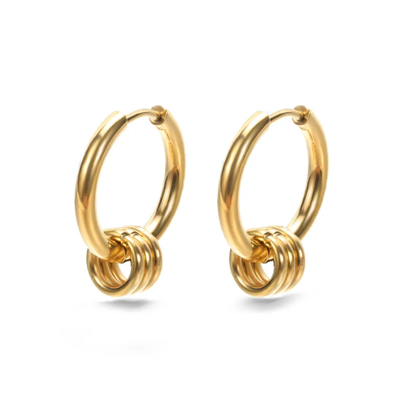 Pendientes de aro de estrella de mar de agua dulce con concha para mujer, elegantes, de acero inoxidable, color dorado, Aretes, accesorios de joyería de Navidad