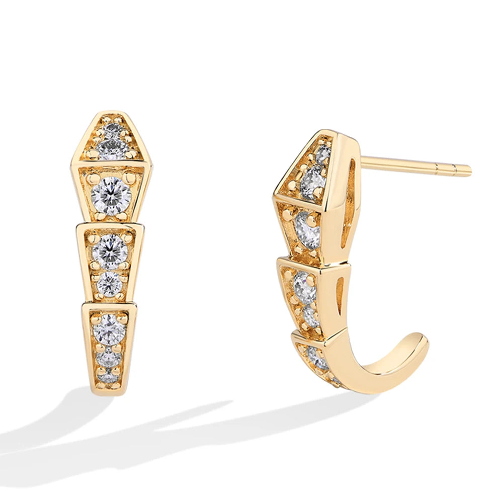 MINTYBOX Schlangen-Moissanit-Ohrstecker für Damen, S925 Sterlingsilber Diamant-Ohrringe, Luxuriöser Verlobungs-Hochzeits-Edelschmuck