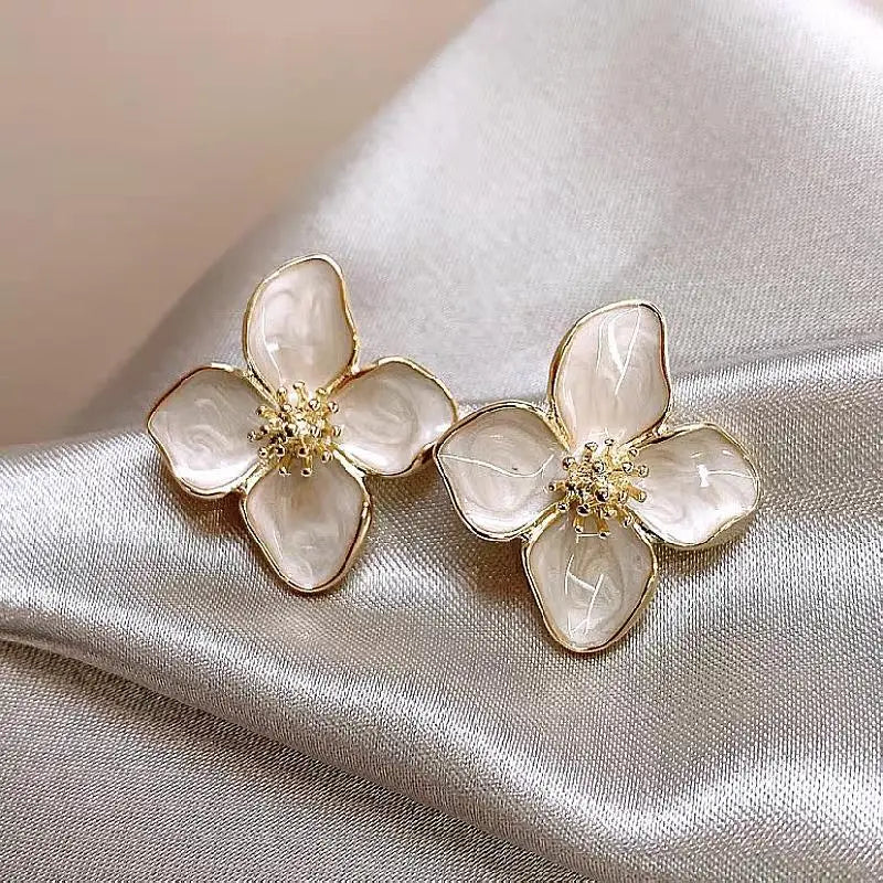 Mode Koreanische Frauen Retro Tropfglasur Rote Blumen Ohrringe Damen für Zarte Ohrringe Luxus Paar Verlobung Schmuck Geschenk