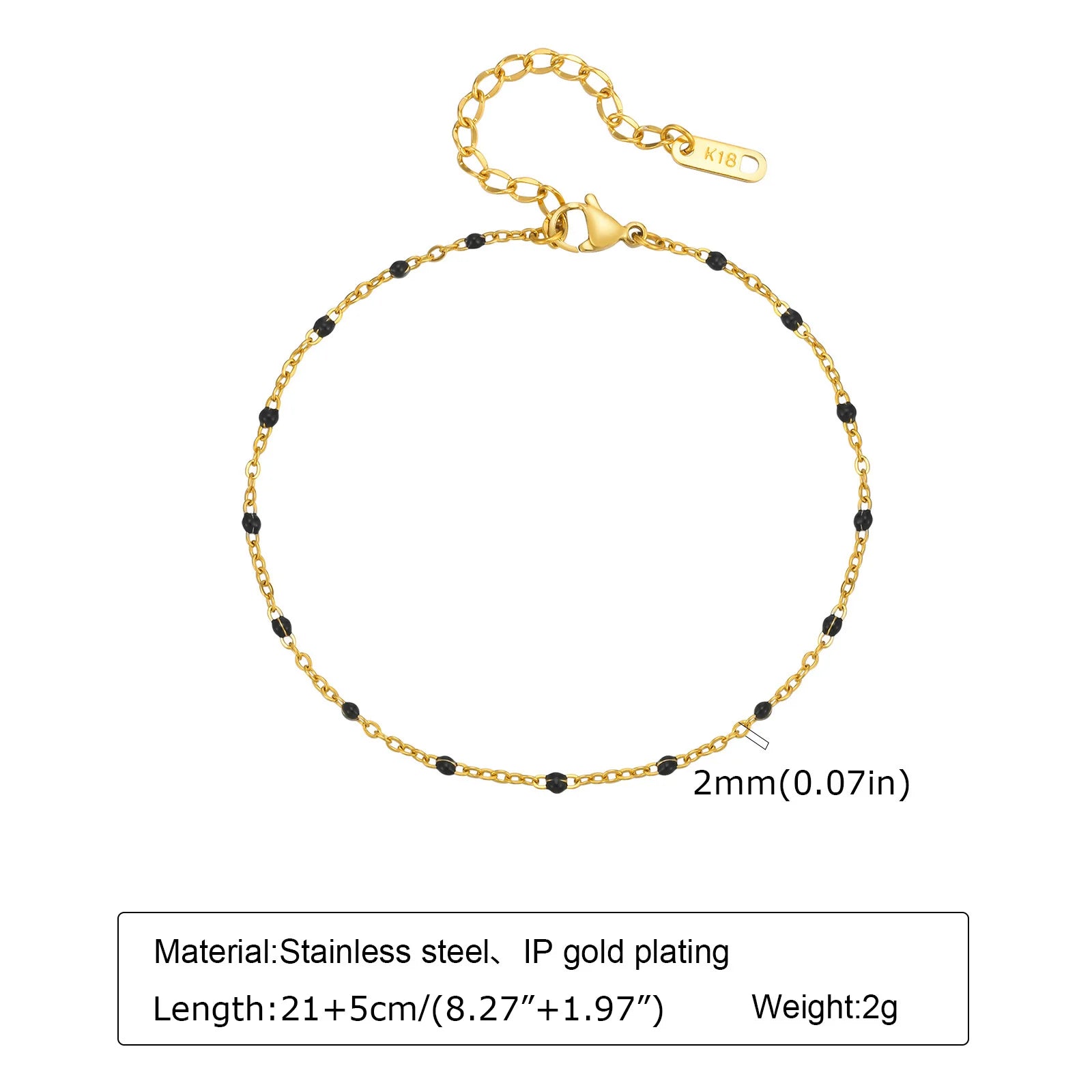 Edelstahl-Perlen-Fußkettchen für Frauen, 18k vergoldete Fußkette, verstellbare, stapelbare Armbänder als Beinschmuck