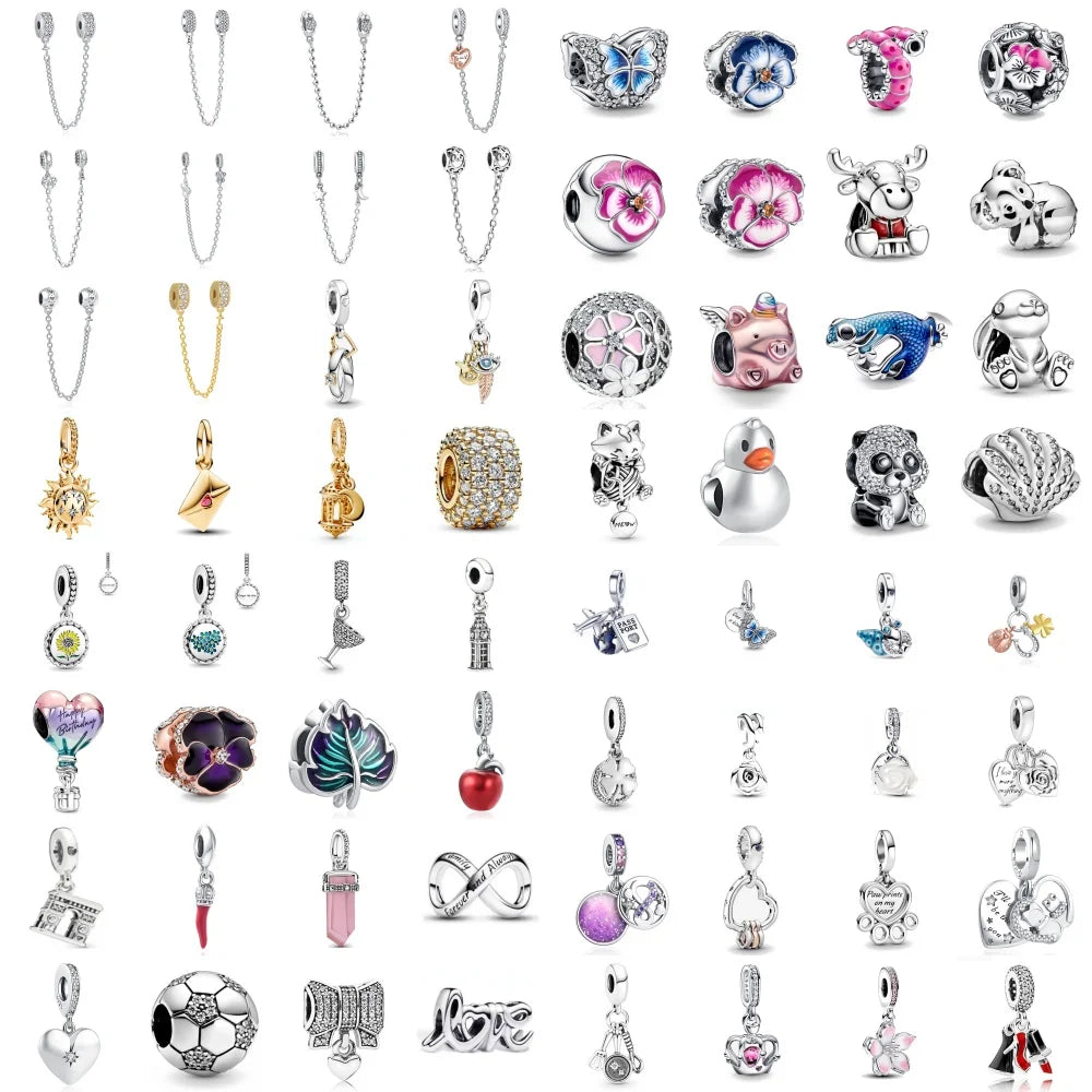 Europäisches Neues 925 Sterling Silber Frühling Neue Rosa Blume Ballon Katze Diy Perlen Charm Passend Europäische S925 Armband Armreifen