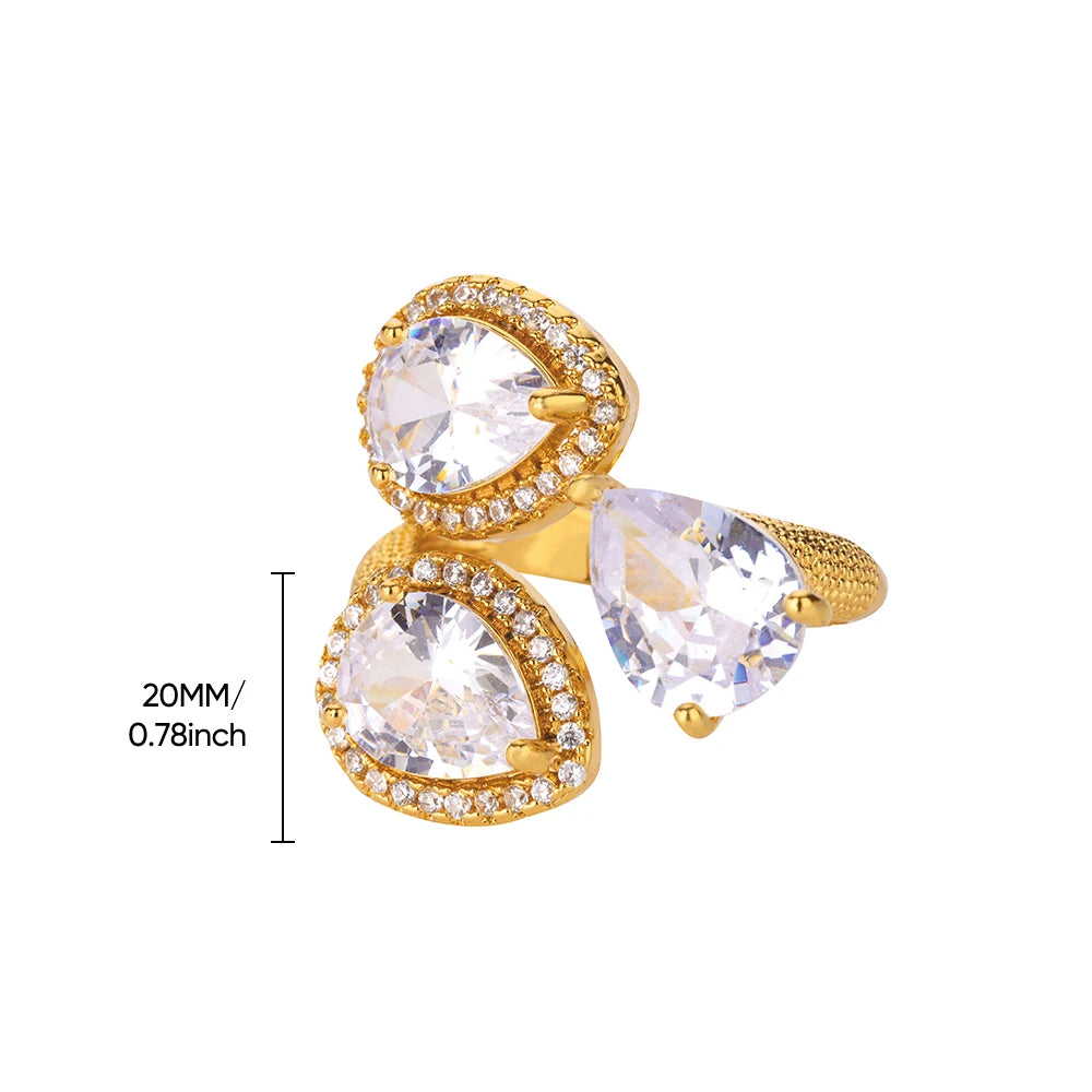 Luxuriöse bunte Zirkonringe für Damen, modischer goldfarbener Edelstahl-Offener Fingerring, Hochzeitsparty, ästhetischer Schmuck, Geschenk