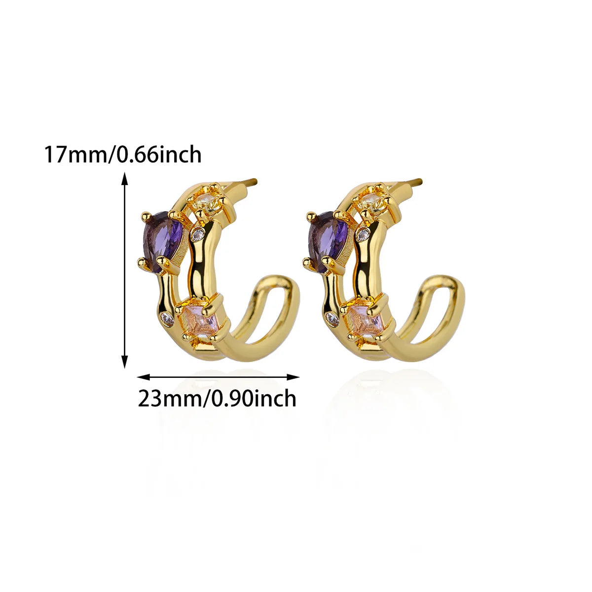 Geometrische Zirkonia-Creolen für Damen, Edelstahl, goldfarben, Piercing-Ohrring, 2025, neue Mode, Hochzeit, Paar-Schmuck