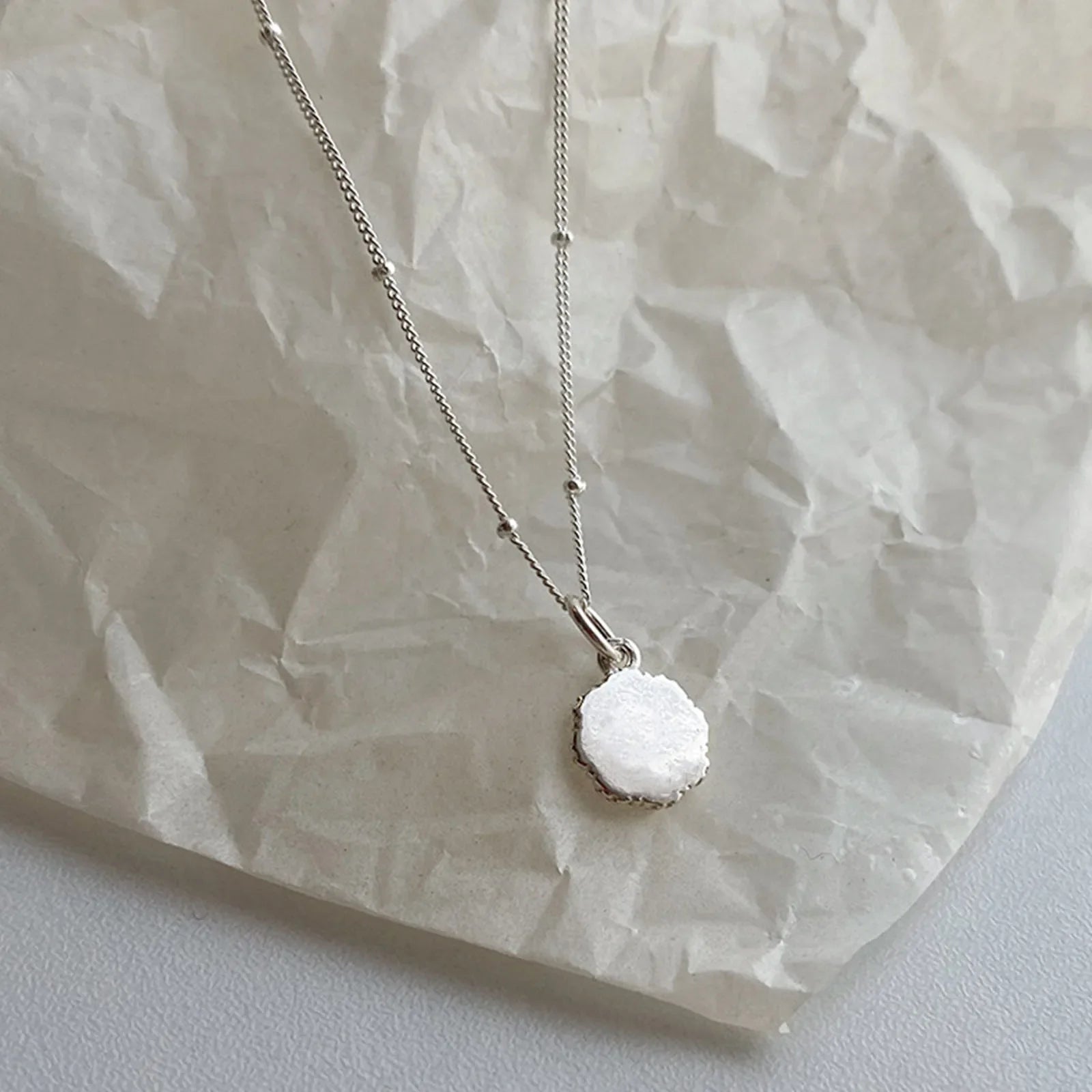 Collar de mujer con colgante de corazón texturizado en plata de ley 925, diseño estereoscópico, joya de doble cara, regalo al por mayor