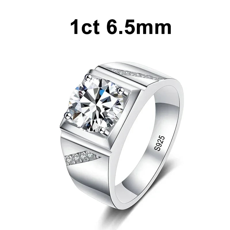 NeeTim 1ct 2ct D VVS1 Moissanit-Ring für Herren 925er Sterlingsilber mit Goldbeschichtung Verlobungs-Ehering Labor-Diamant Herrenringe