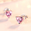 925 Sterling Silber Rosa Rot Weiß Lila Herz Zirkon Ohrstecker Für Frauen Verlobung Piercing Schmuck Accessoires Geld 925