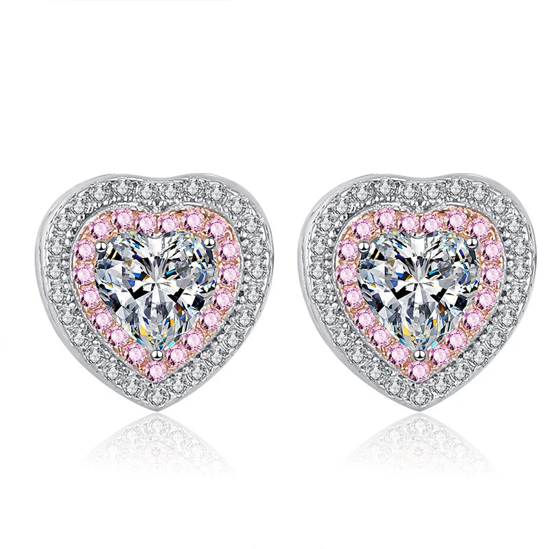 NeeTim 0.5 Karat Moissanit Ohrringe für Damen, herzförmig, Labor-Diamant-Ohrstecker, 925 Sterling Silber, Party, Hochzeit, Edelschmuck