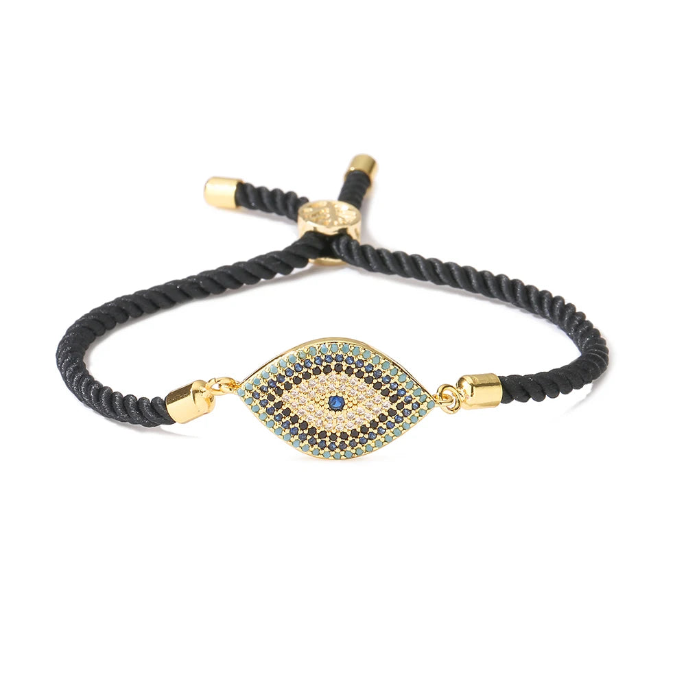 NEWBUY 2026 Trendiges türkisches goldfarbenes Armband mit bösem Blick, verstellbar, AAA-Zirkonia-Pflasterung, Glücksschmuck für Damen, Partygeschenk