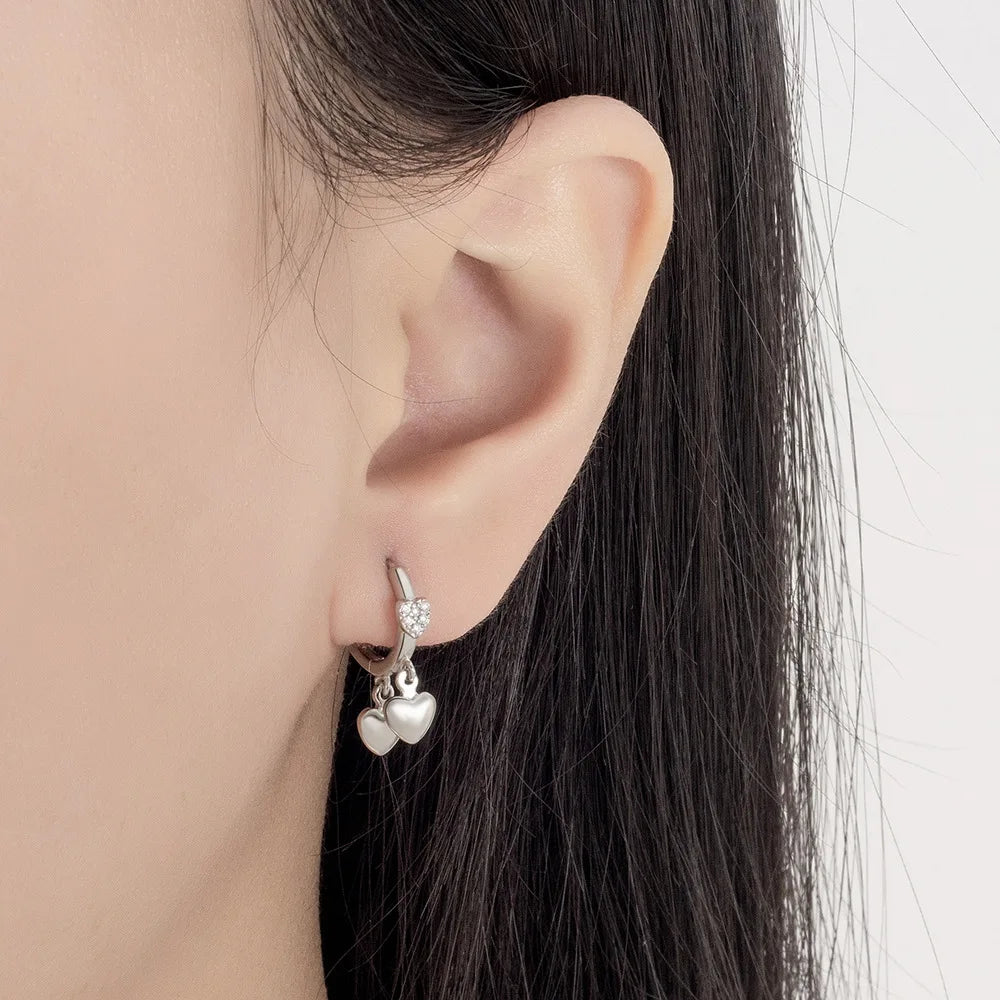 925 Sterling Silber Herz Zirkonia Ohrstecker Für Frauen Hochzeit Elegant Luxus Schmuck Accessoires Schmuck Allergie Vorbeugen