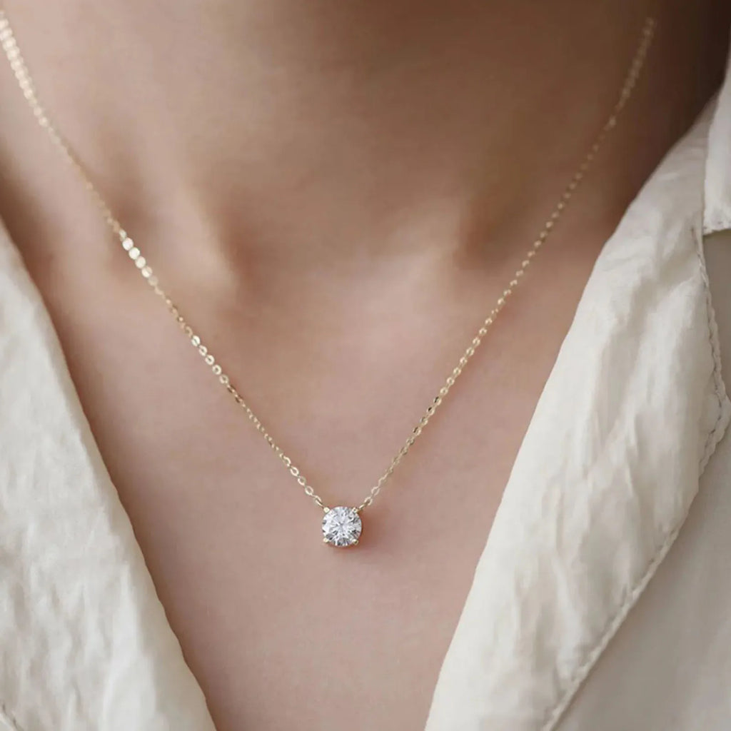Collar de plata de ley 925 con baño de oro de 18 quilates, cadena versátil de circonita brillante para mujer, joyería de boda