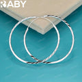 URBABY 925er Sterlingsilber 35mm&50mm Große Creolen Ohrringe für Frauen Verlobung Party Mode Charme Schmuck Geschenk