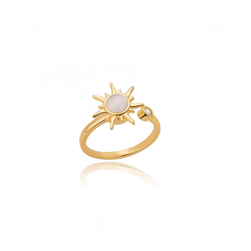 Zirkon Blumenform Ringe für Frauen Edelstahl Offener Ring Mode Koreanischer Neuer Hochzeitsschmuck Geschenk