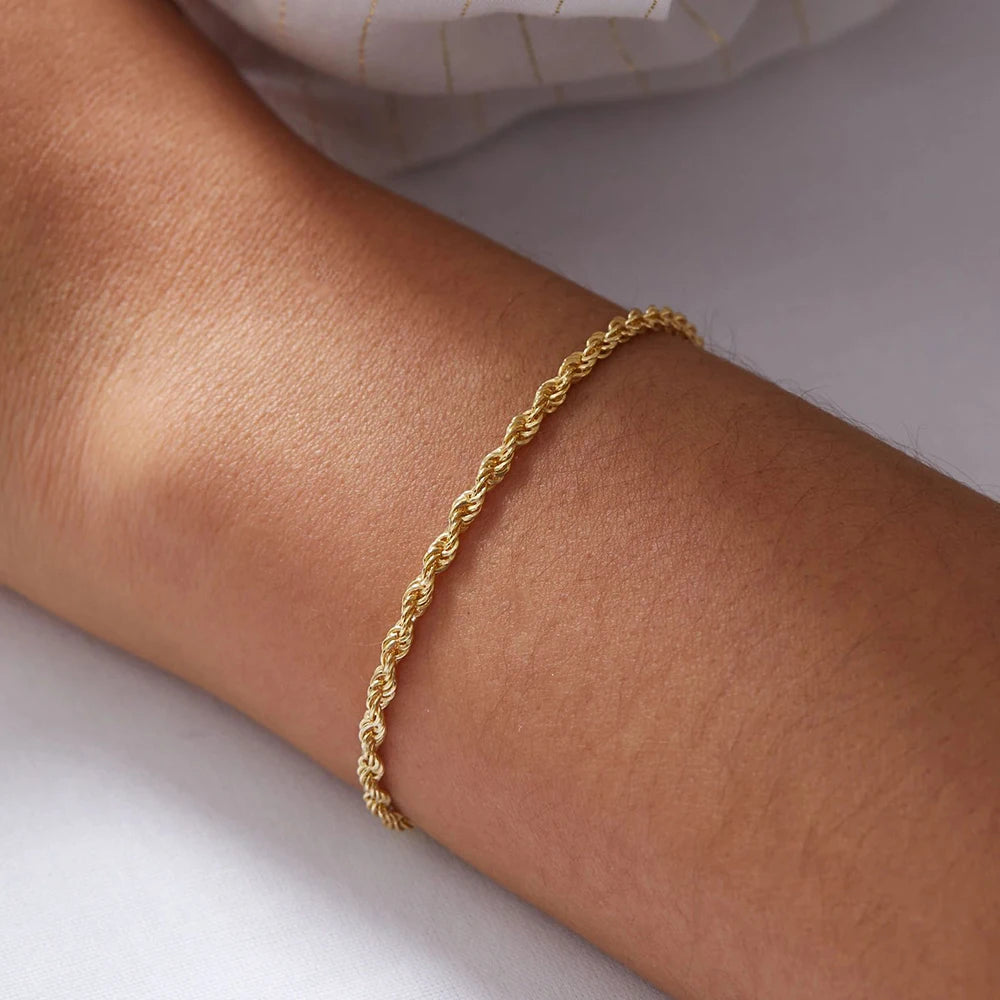 Gedrehtes Seilarmband für Damen Hip Hop Punk Goldfarben Edelstahl Goldfarbene Halskette Mode Schmuck Geschenk