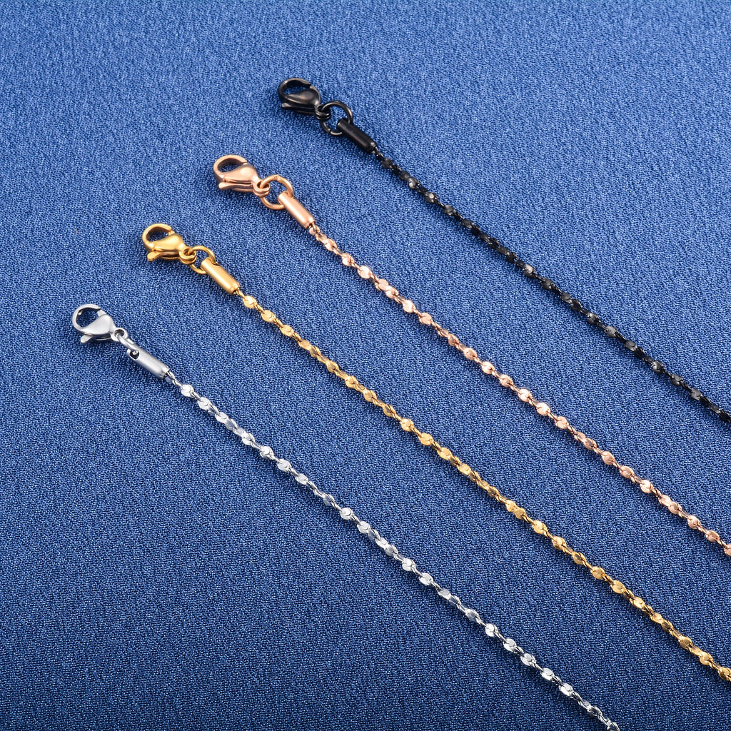 Zierliche Damen Halskette Glitzer-Kabelkette Edelstahl Schmuck Accessoires für Halskragen für Damen Choker DIY Geschenk