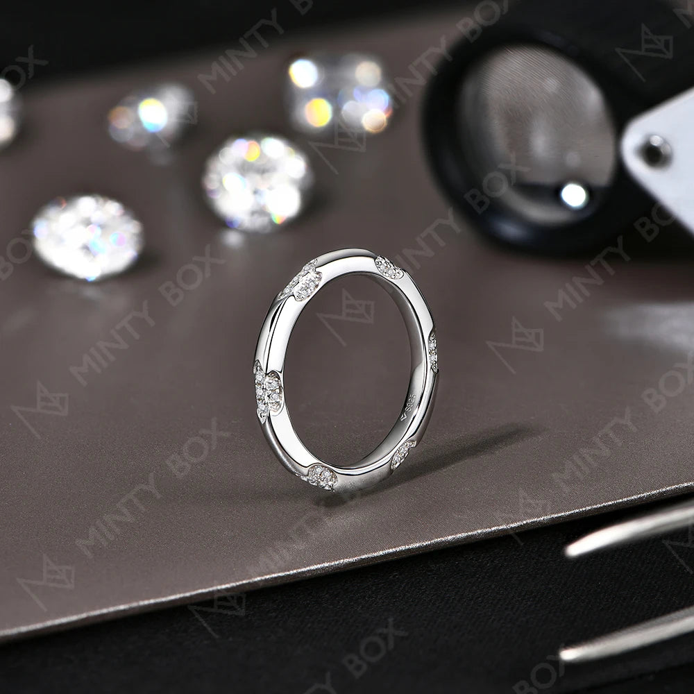 MINTYBOX Anillo de boda de moissanita de plata S925 para mujer Anillos de compromiso con diamantes de laboratorio Joyería chapada en oro de 18K