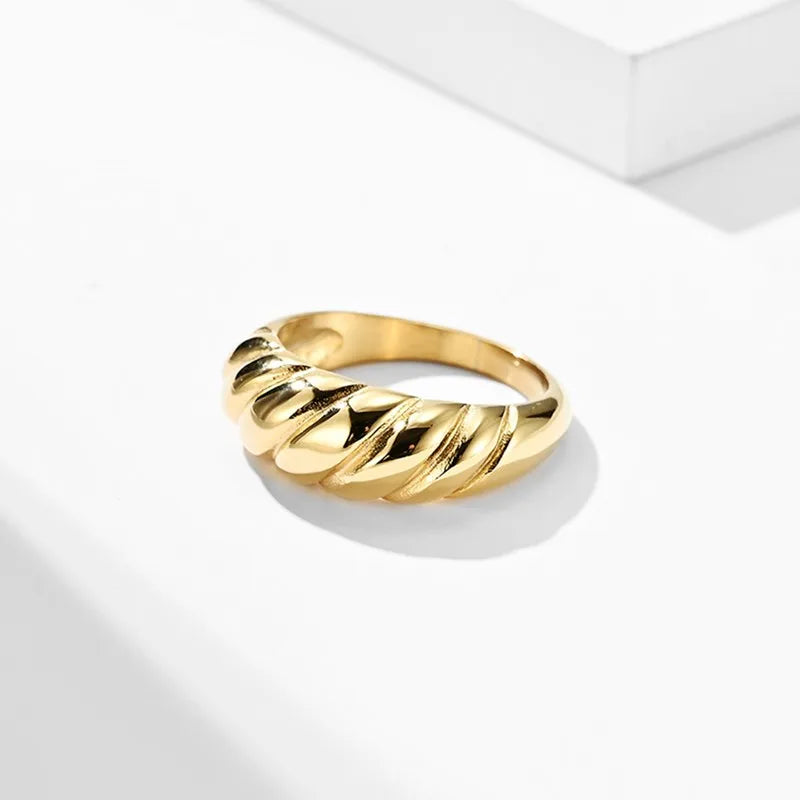 Edelstahl Twist Brot Design Ring Ehering für Herren Damen Größe 4-12