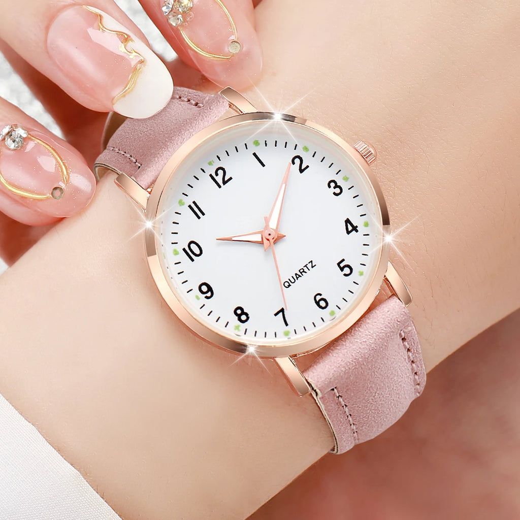 Mode Frauen Uhren Lässiges arabisches Zifferblatt Damen Lederband Quarzuhr Reloj Mujer Mädchen Uhr Geschenk