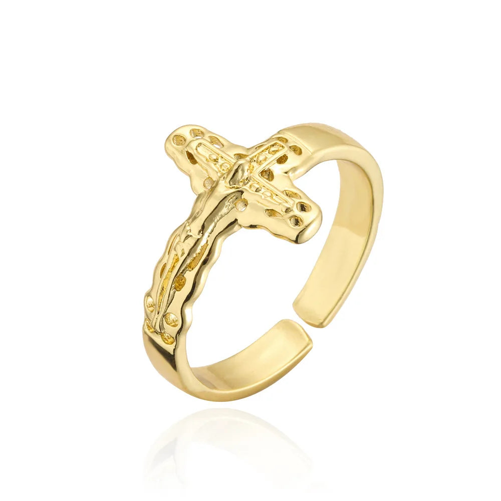 NEWBUY 2026 Neue Mode Klare Glänzende CZ Zirkon Kreuz Böser Blick Ringe für Frauen Mädchen Finger Zubehör Party Schmuck Geschenk