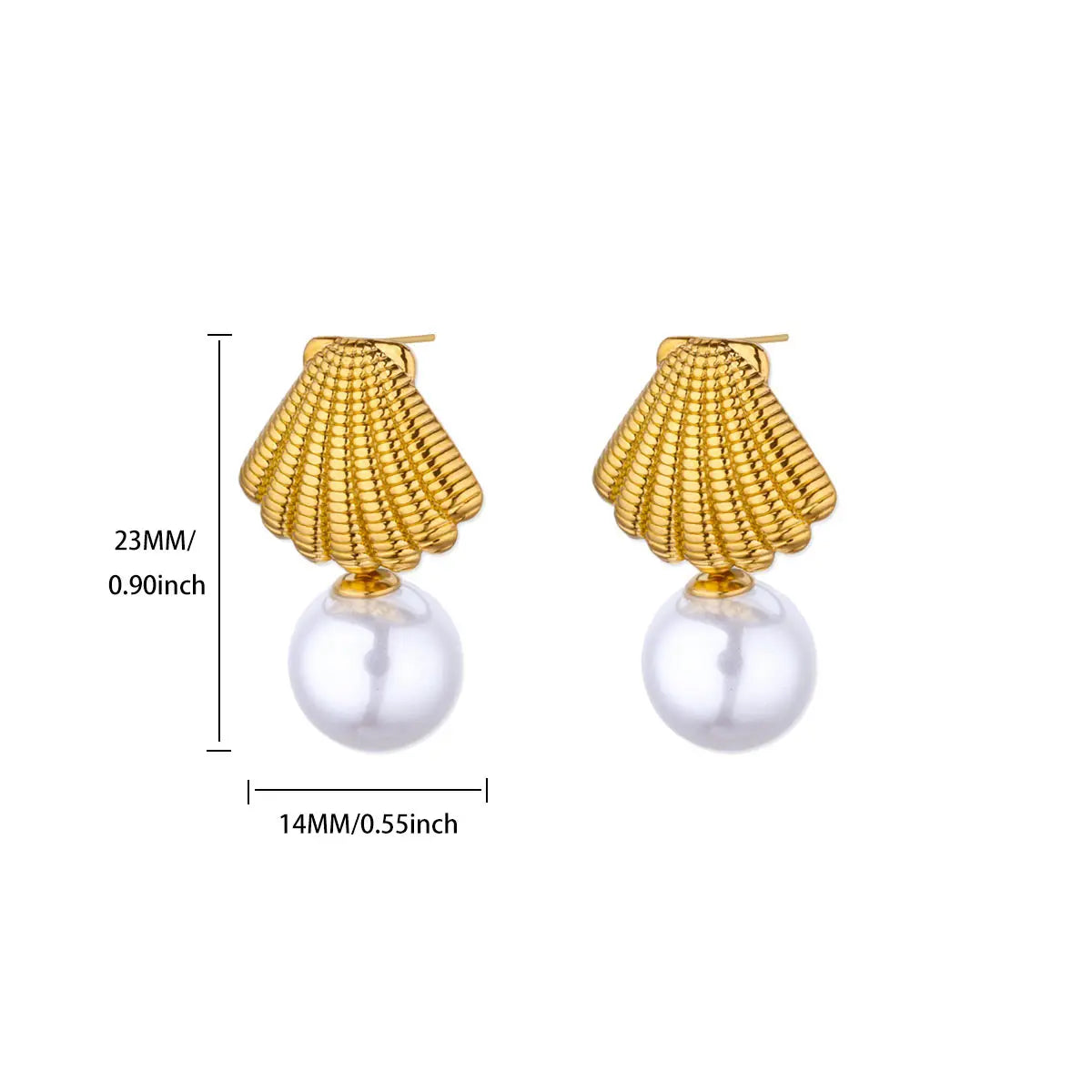 Elegante Imitationsperlen-Ohrringe für Damen Edelstahl Herz Schmetterling Muschel Tropfenohrringe Luxuriöser Ästhetischer Schmuck als Geschenk