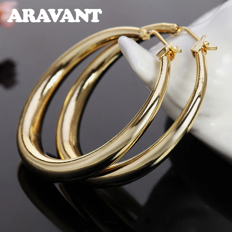 Aravant 925er Silber 35mm Roségold Creolen für Damen Mädchen Modeschmuck