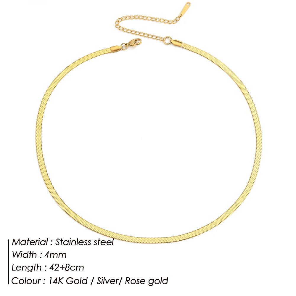 SUNIBI Stainless Steel Necklaces for Women Gold Color Basic Punk Link Chain Necklace Solid Metal Jewelry Wholesale/dropshipping
