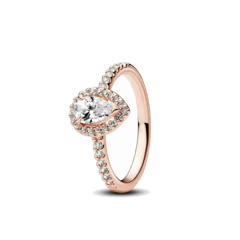 Ring aus Roségold mit Kleeblatt, Herz, Pink, Neu, Bestseller, 925er Silber, geeignet zum Kombinieren, DIY Geburtstagsgeschenk