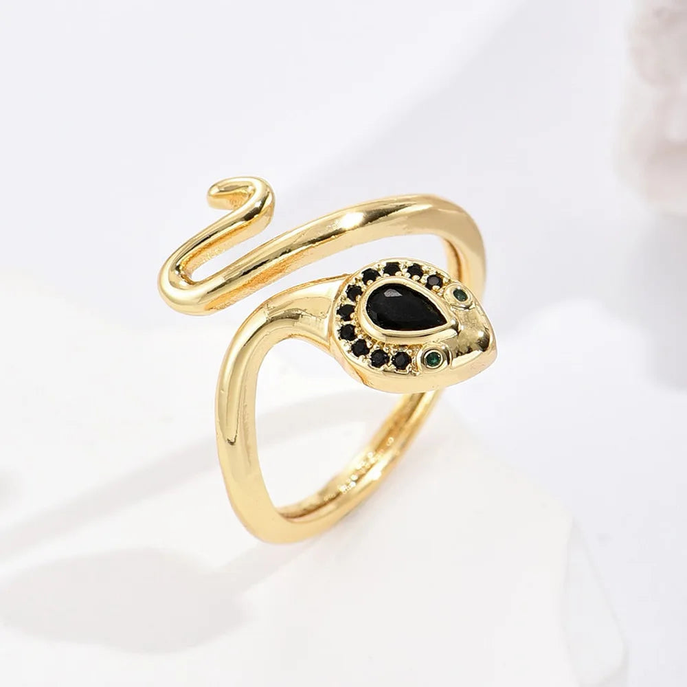NEWBUY Fashion 6 Farben Emaille Expoxy Schlange Offene Ringe Für Frauen Luxus AAA Zirkonia Pave Fassung Kupfer Schmuck Weiblich