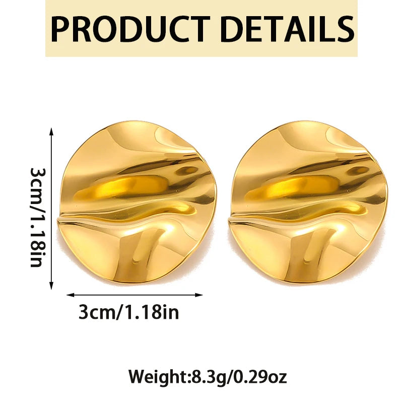 Fashion Circular Pleated Ear Clips Without Pierced for Women Personalized Design Irregular Punk Metal Earrings Party Jewelry