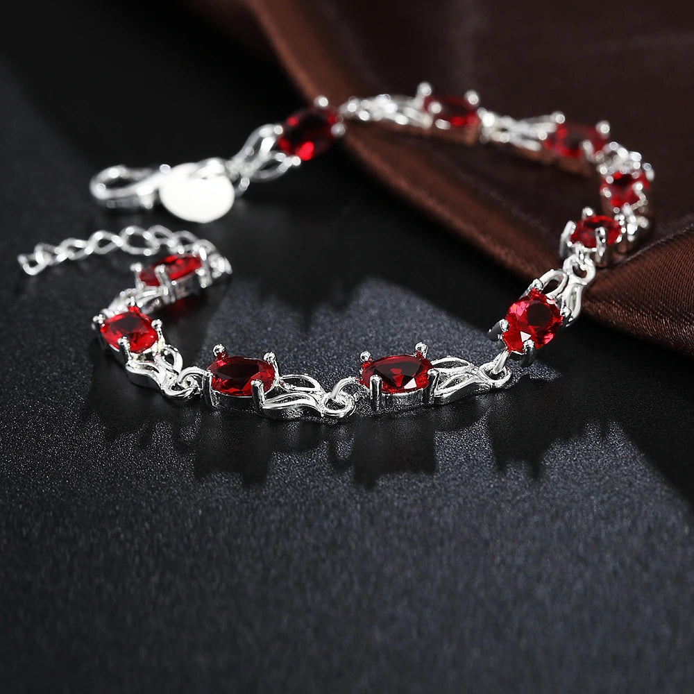 Armbänder aus 925er Sterlingsilber mit Rubin, Saphir und Amethyst, Damen-Hochzeitsschmuck, Großhandel