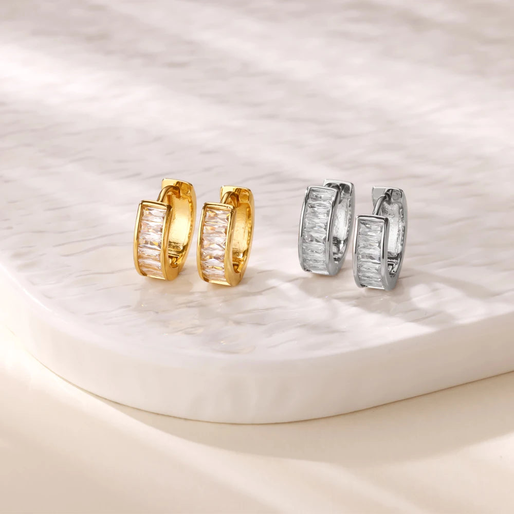 Cubic Zirkonia Creolen für Damen, Edelstahl, Goldfarben, Piercing-Ohrringe, 2025, Neue Mode, Hochzeitsschmuck, Geschenk