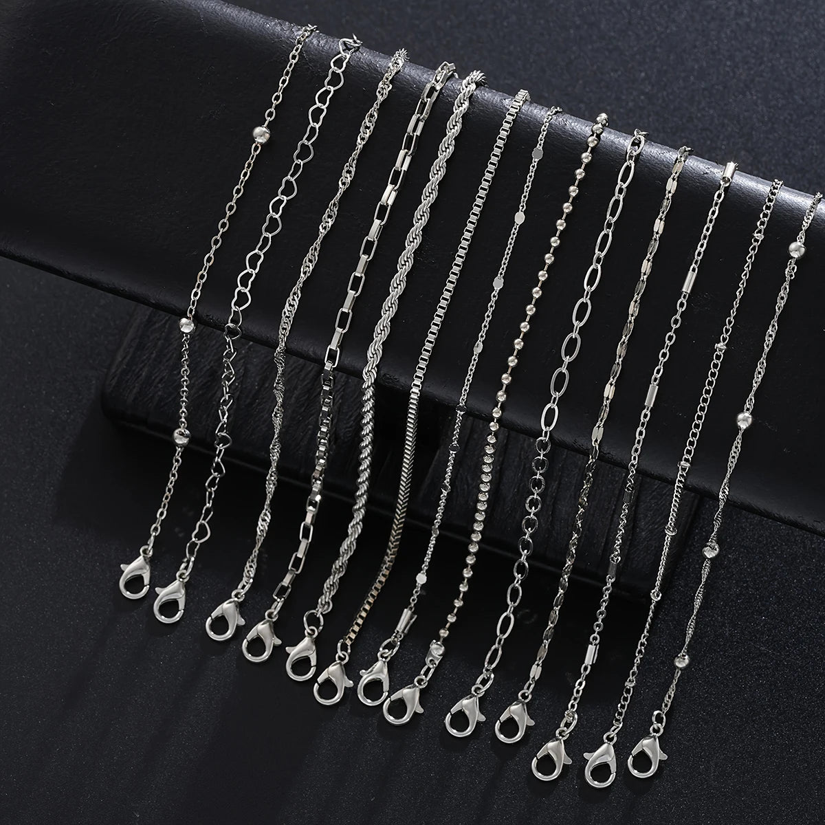 13-teiliges Edelstahl-Armband-Set für Damen, Silber Gold Farbe Multi-Style-Kombinationskette, Wasserdichter exquisiter Schmuck Geschenk