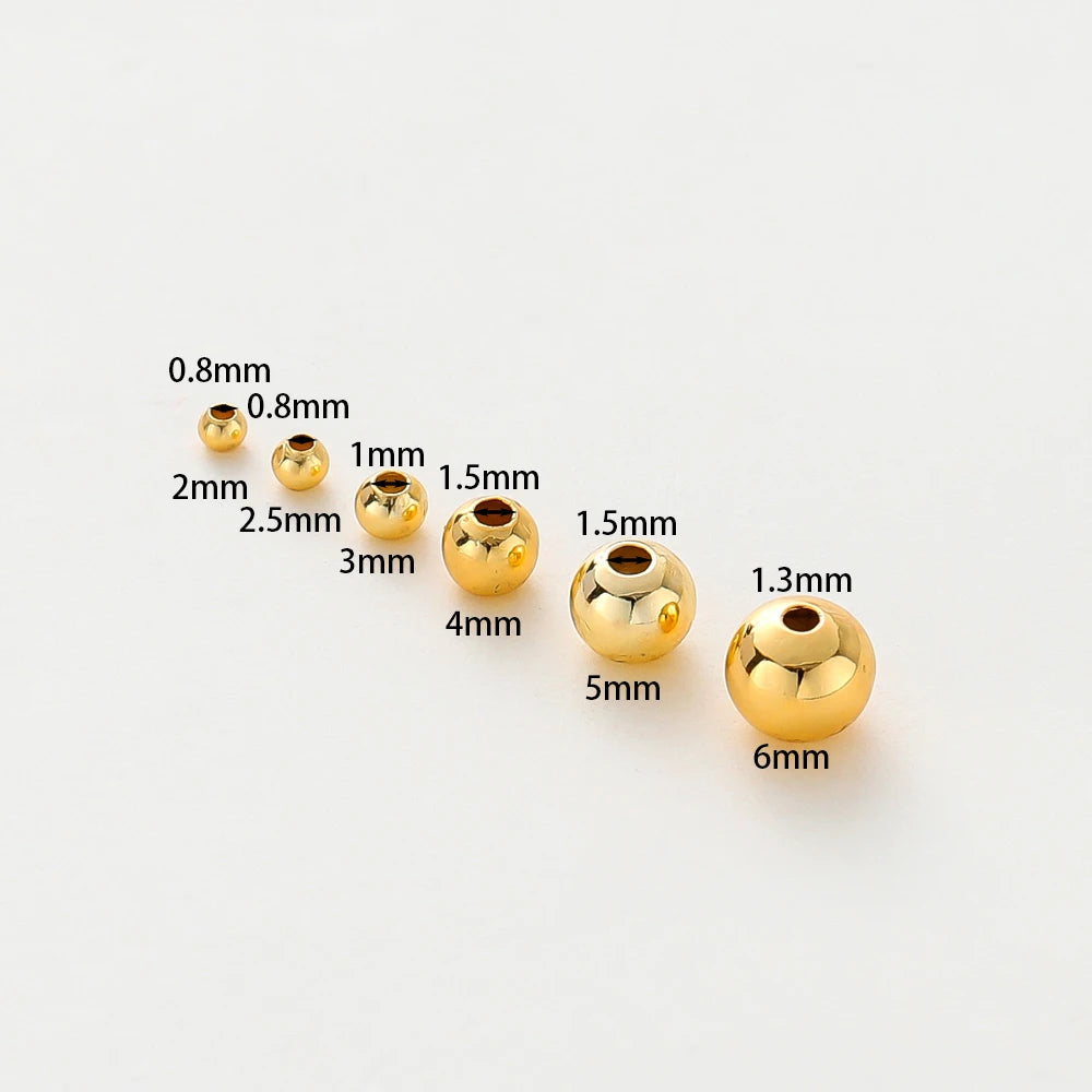 30-100 unidades de cuentas espaciadoras de latón chapado en oro de 14K/18K de 2/2,5/3/4/5/6 mm para la fabricación de joyas, accesorios, abalorios al por mayor