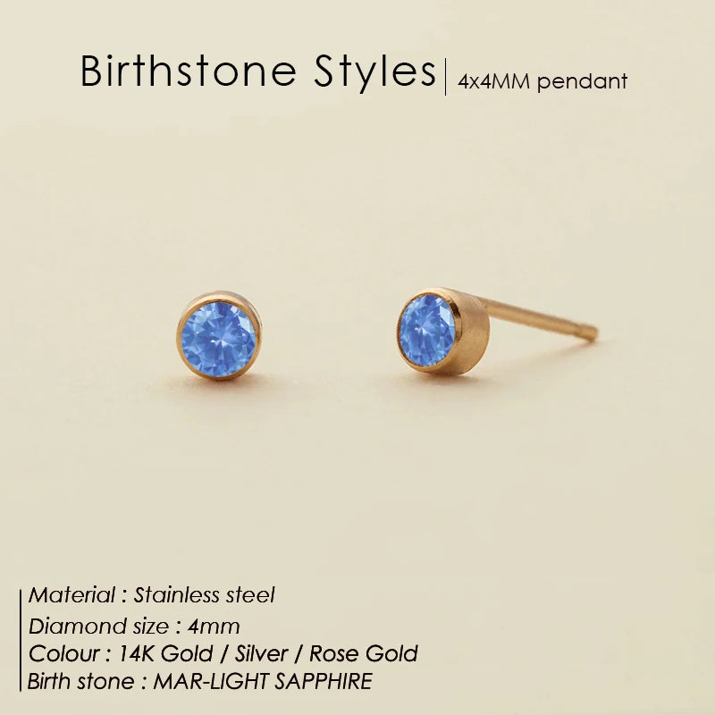 316L Edelstahl Geburtsstein Ohrstecker Piercingpistole Goldfarbene Push-Back Ohrringe Piercing Sicher für Baby und Frauen Geschenk Schmuck