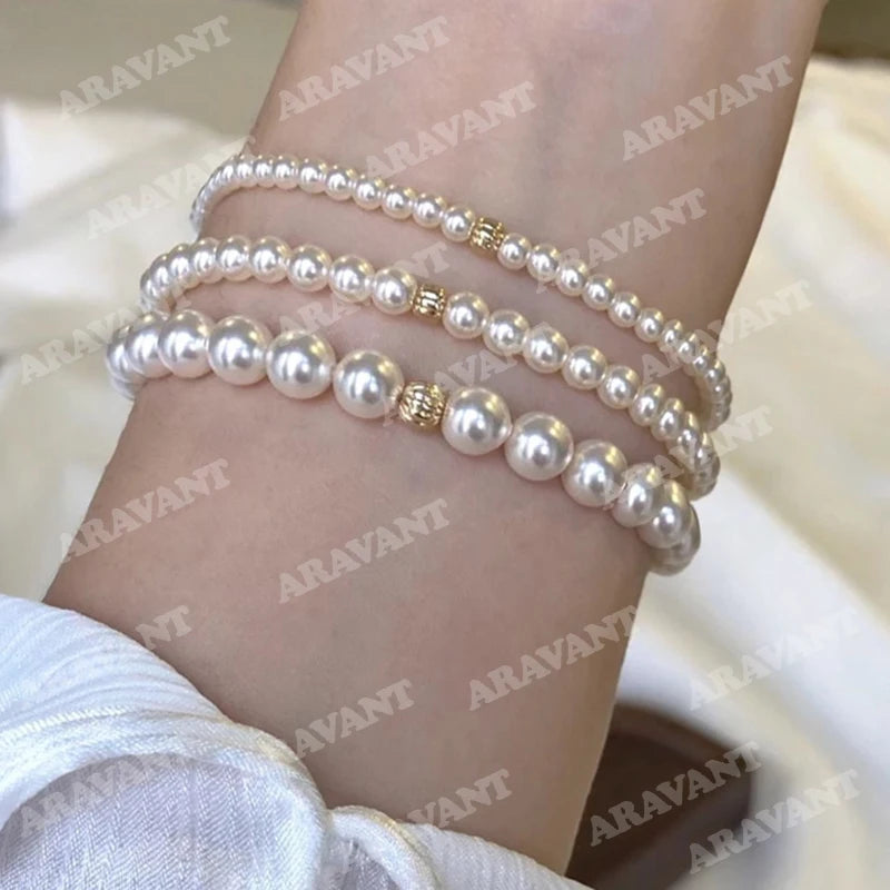 Aravant 925er Silber 3mm/4mm/6mm/8mm Perlenarmbänder Ketten für Frauen Hochzeit Modeschmuck