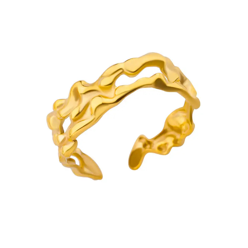 Hollow Out Love Heart Star Rings For Women Stainless Steel Gold Color Cuban Chain Ring Trend Wedding Jewelry Gift anillos mujer