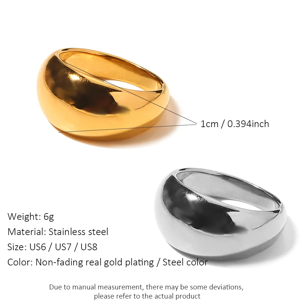 Damen Schlichter Edelstahlring Breiter Goldfarben Nicht Verblassend wasserdichter Schmuck für Frauen Geschenk Großhandel Dropshipping
