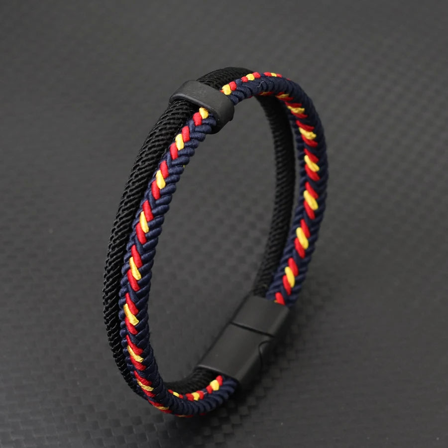Noter Neues personalisiertes handgemachtes Seilarmband für Herren, abnehmbare Schnalle, 4 Farben, ethnische Stoffqualität A, Armreif Pulseria Homme