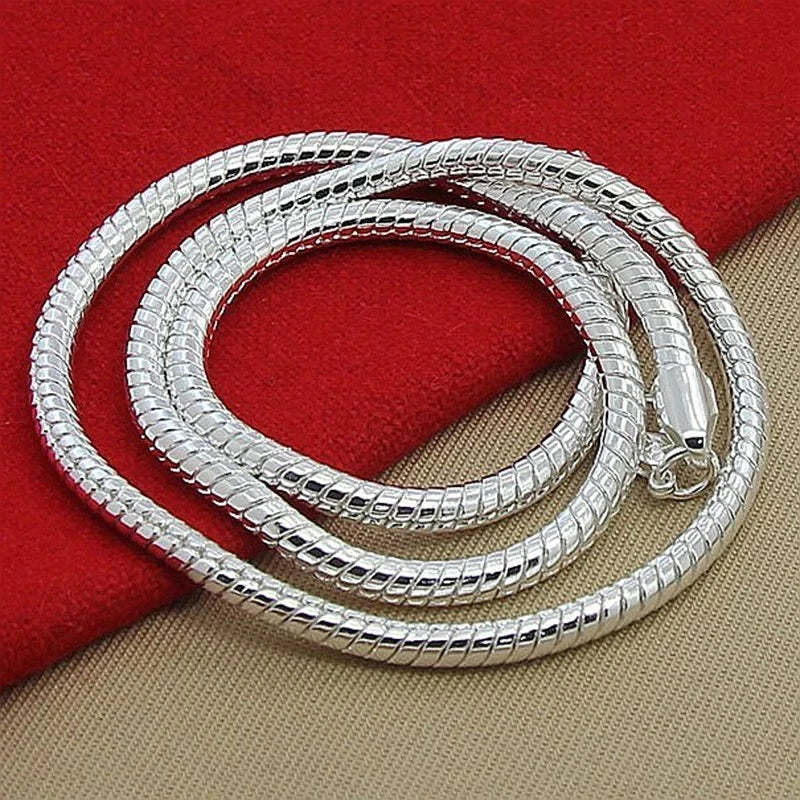 40-60cm 925er Sterling Silber massiv 3MM Kette Schlangen-Halskette Armband Modeschmuck Für Damen Herren Sets Charm Hochzeit