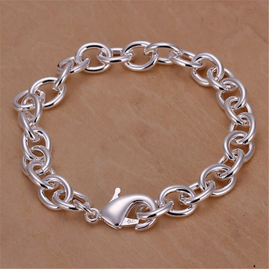 925 Sterling Silber exquisites massives Kettenarmband Mode Charms Frauen Männer massiv Hochzeit süße schlichte Modelle Schmuck