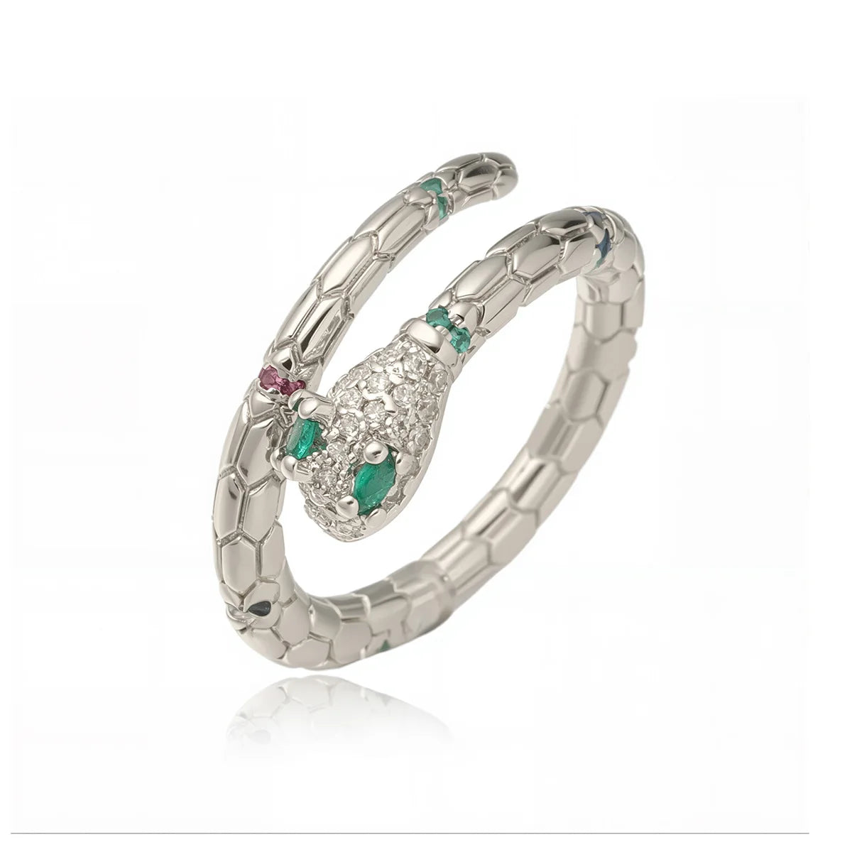 Modischer goldfarbener Schlangenring für Damen und Mädchen, verstellbar, exquisiter glänzender Zirkonia-Fingerring, Hochzeitsschmuckgeschenk