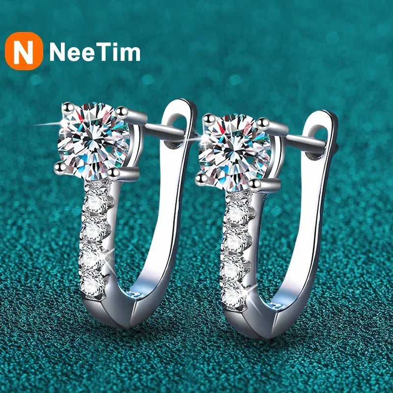 NeeTim Pendientes de Moissanita de 0,5 Quilates para Mujer, Aros de Plata de Ley 925, Pendientes de Diamante Brillante, Joyería Fina de Boda
