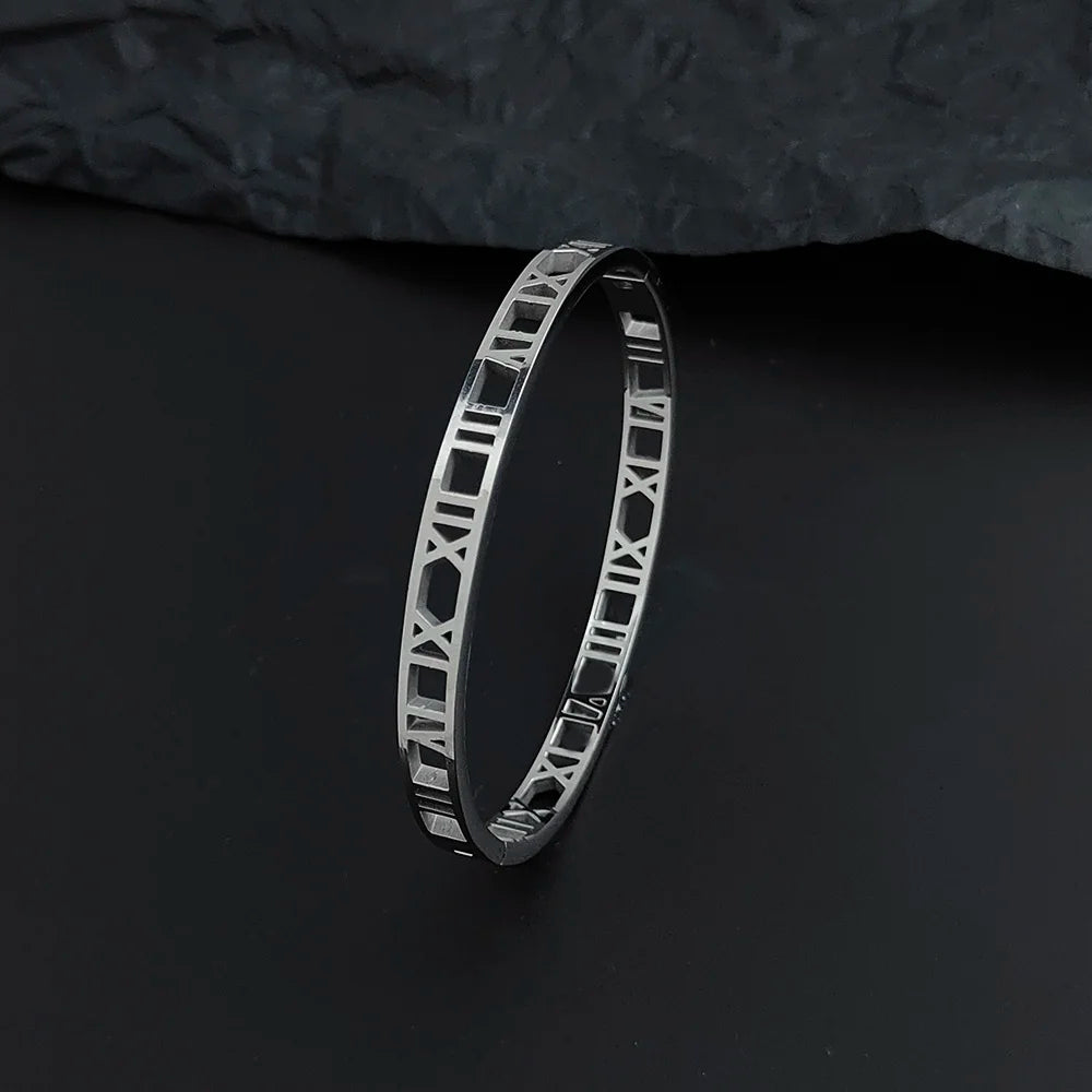 Luxus Kristall Hohl Römische Ziffer Armbänder für Frauen Männer Edelstahl Unisex Armreif Mode Klassischer Schmuck Accessoires