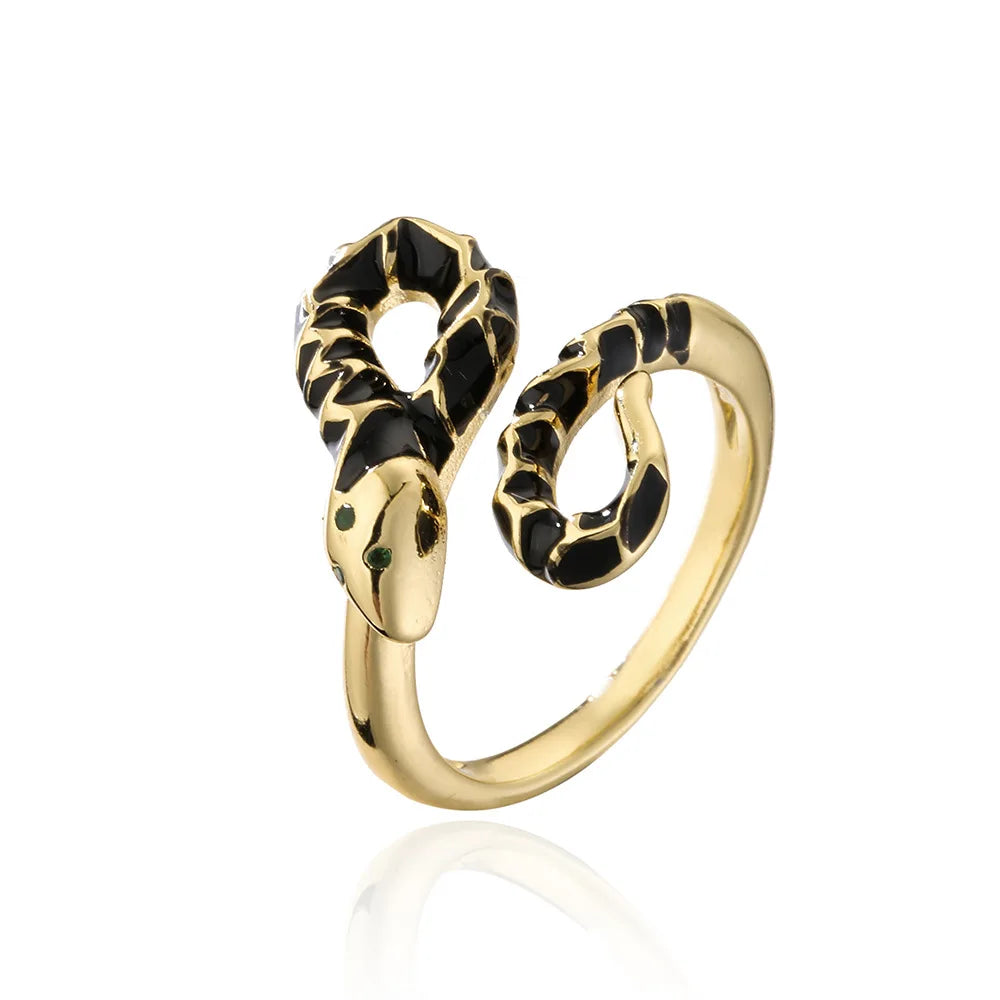 NEWBUY Fashion 6 Farben Emaille Expoxy Schlange Offene Ringe Für Frauen Luxus AAA Zirkonia Pave Fassung Kupfer Schmuck Weiblich