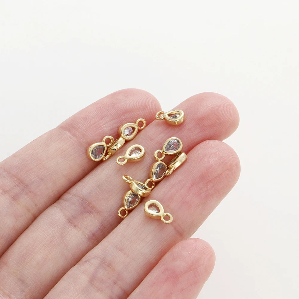 5/10 unidades/lote Colgantes en forma de gota de agua al por mayor Chapado en oro de 18 quilates Colgantes de circonita cúbica para hacer joyas de collar DIY