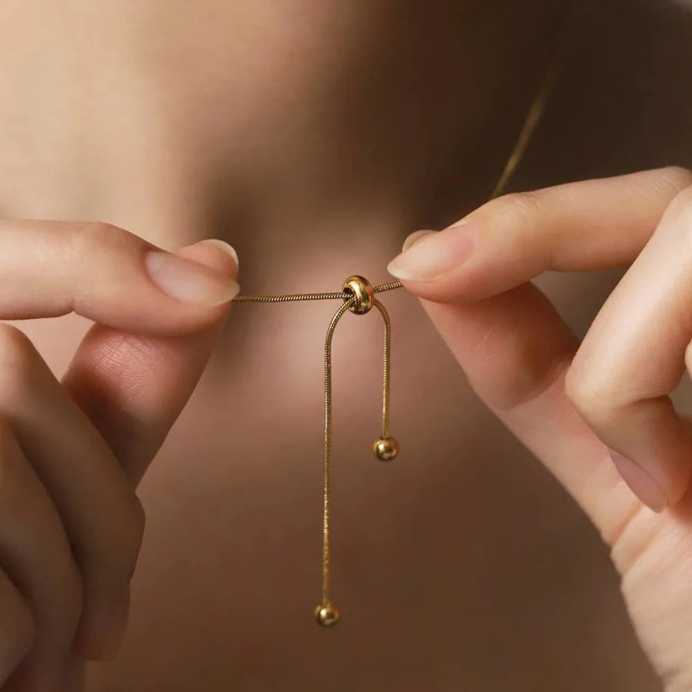 KOREANISCHE verstellbare Halskette aus Edelstahl für Damen, hochwertiges Design, goldfarbene Schlangenkette, Schmuck, Großhandel, Dropshipping