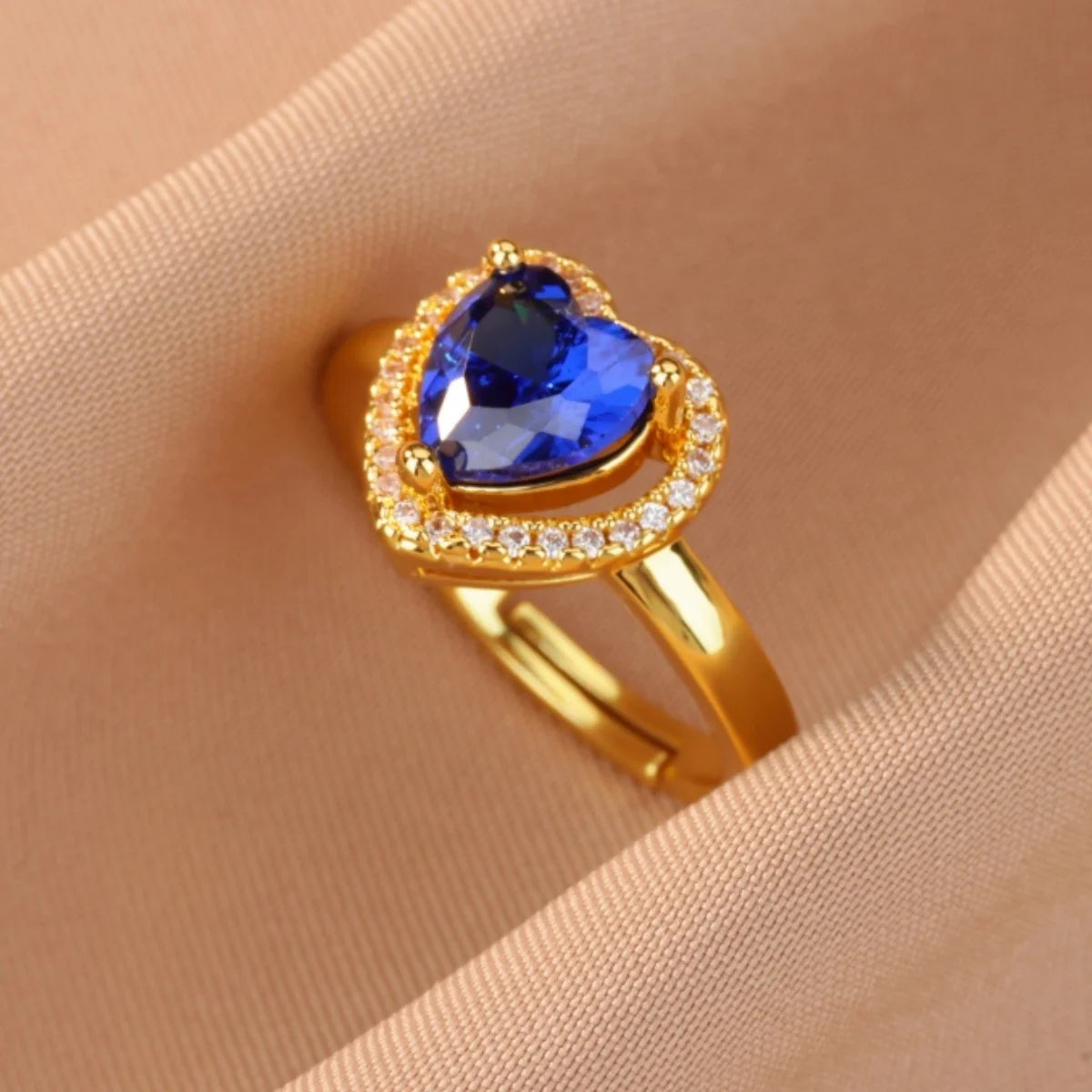 Bunter Zirkonia-Ring für Damen, Edelstahl, goldfarben, offener Ring, Vintage-Boho-Hochzeitsfeier-Schmuck, Geschenk-Accessoires