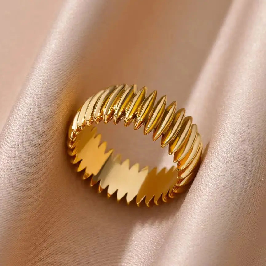 Vintage Geometrische Kugelringe für Frauen Goldfarben Edelstahl Punk Fingerring Hochzeitsfeier Mode Schmuck Geschenk Femme