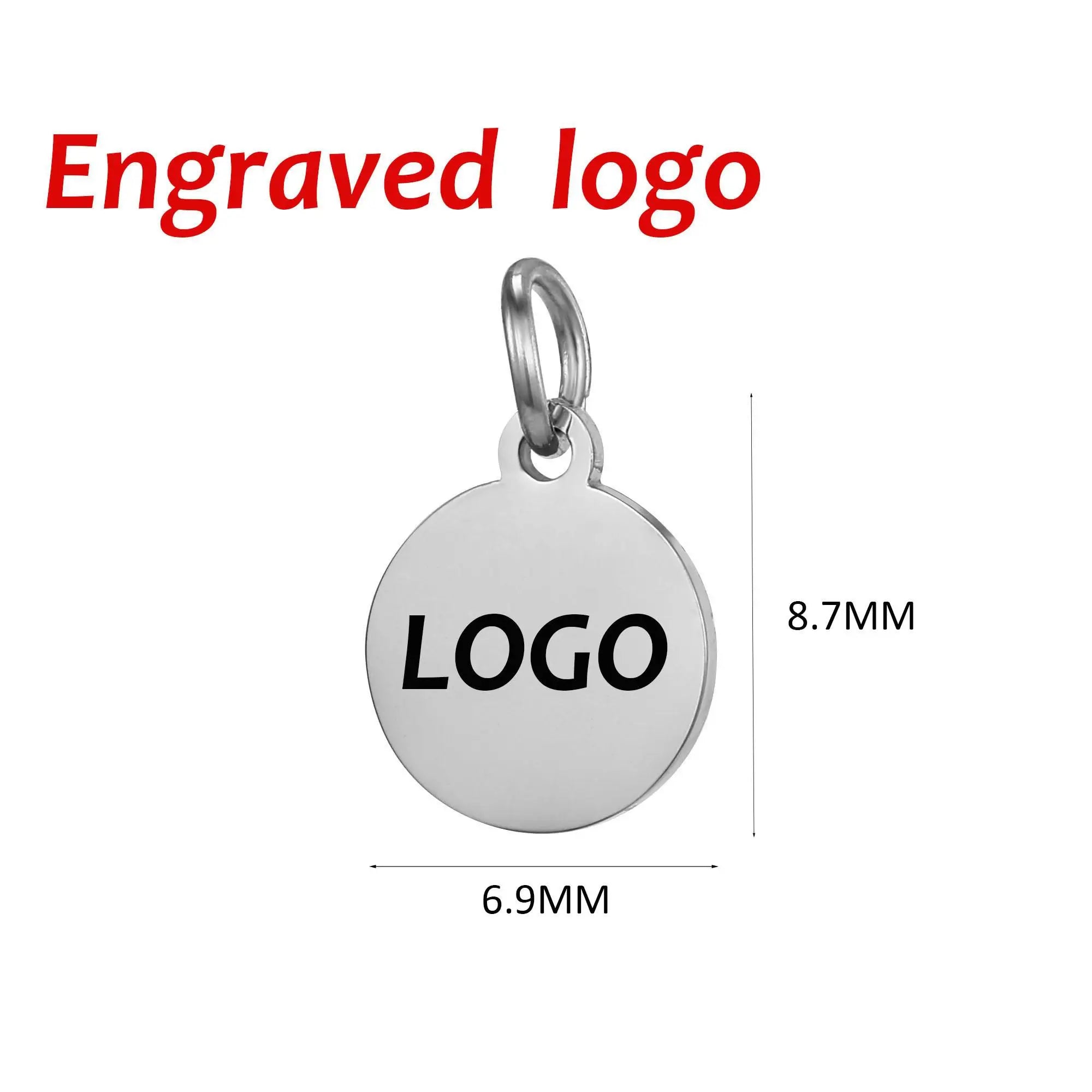 SUNIBI Individuelle Logo-Anhänger Edelstahl-Charms für Halsketten Armbänder 6 Größen zur Auswahl Schmuck