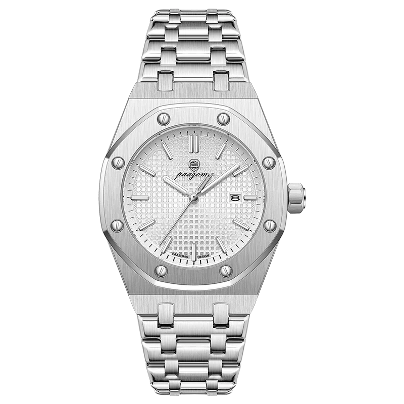 PAAZOMU Reloj de Pulsera de Lujo para Hombre, Resistente al Agua, Luminoso, con Fecha, de Acero Inoxidable, Relojes de Cuarzo de Moda para Hombres, Reloj