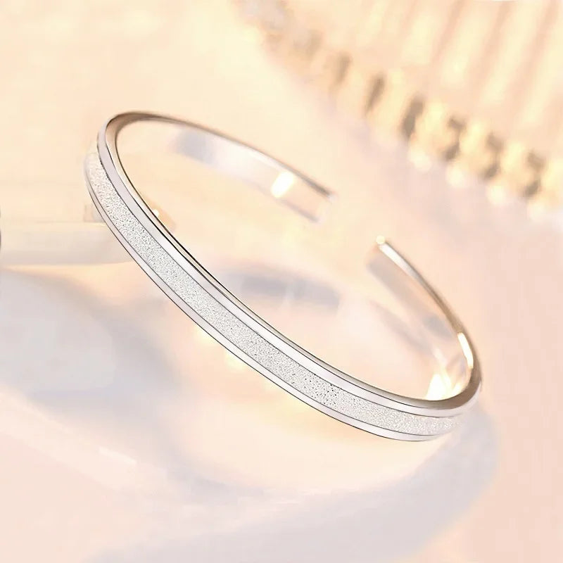 Trendige 925 Sterling Silber Armreifen Armband Anhänger Süße Offen für Frauen Mode Schmuck Verstellbare Größe Manschette Hochzeit Party